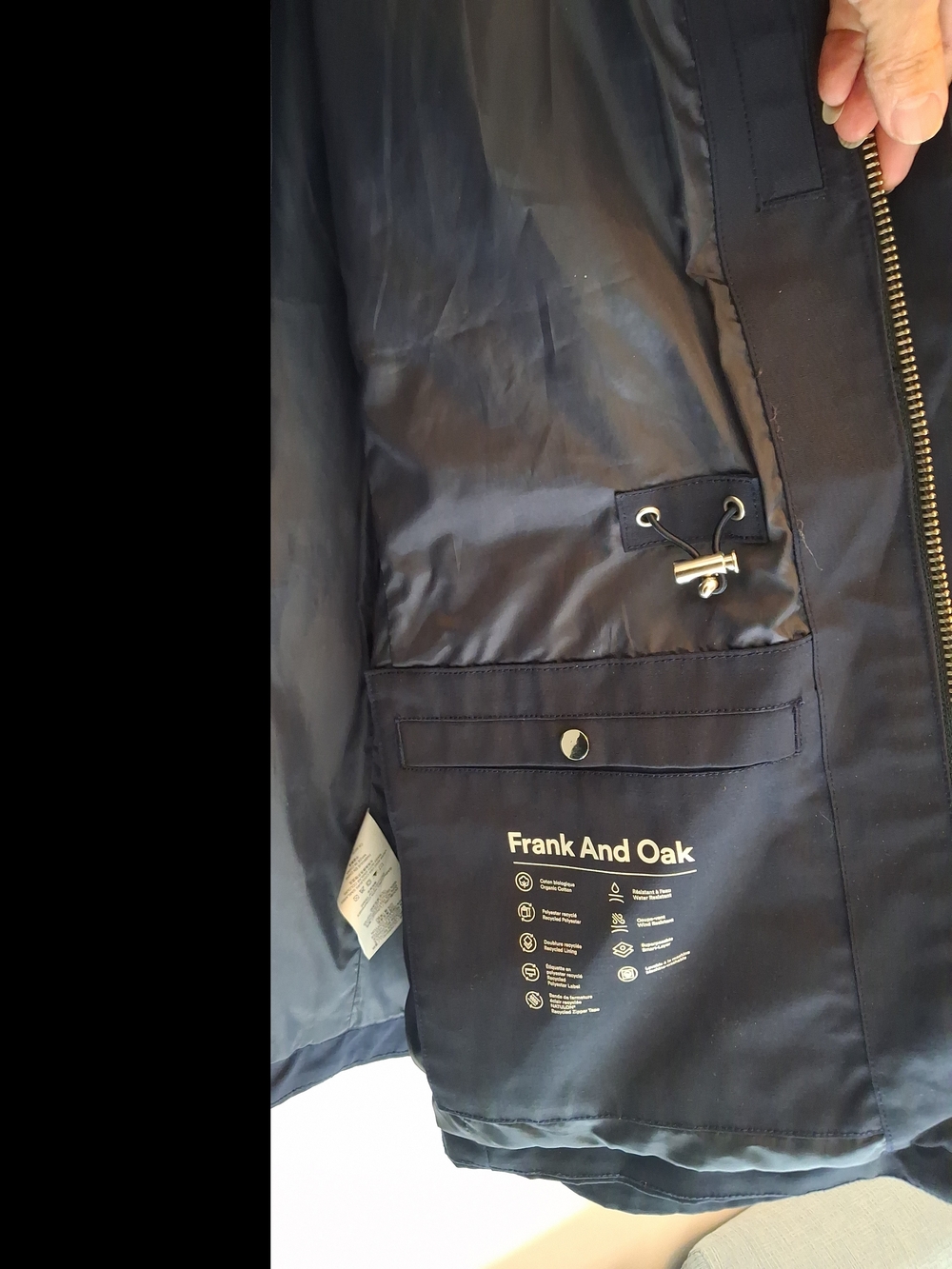 Frank & Oak Navy Heavy Lined Field Jacket with Hood - Picture 4 of 6